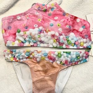 PILYQ New Girls Halter Sequin two piece bikini bathing suit size 12